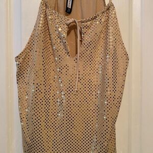 Forever 21 gold sequin Tie Front Sleeveless Top